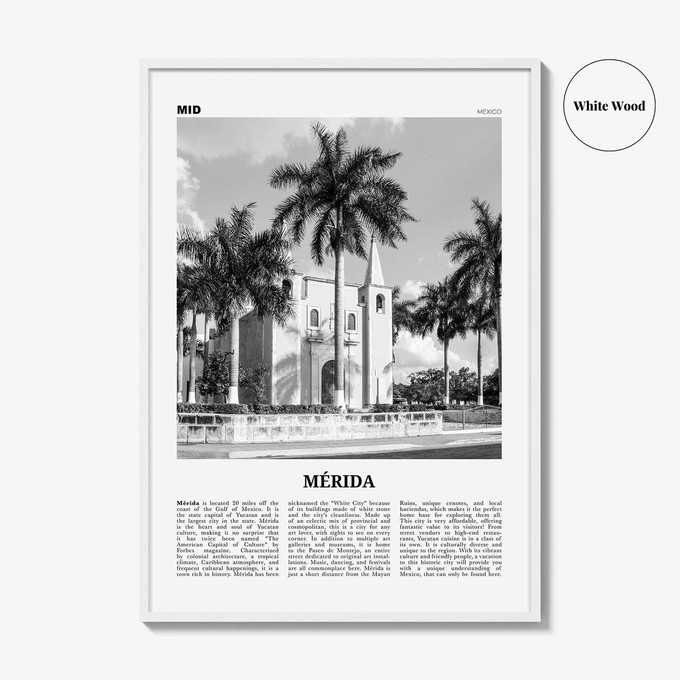 Merida Print Black and White, Mérida Wall Art, Mérida Poster, Mérida Photo, Mérida Wall Décor, Yucatán, Mexico