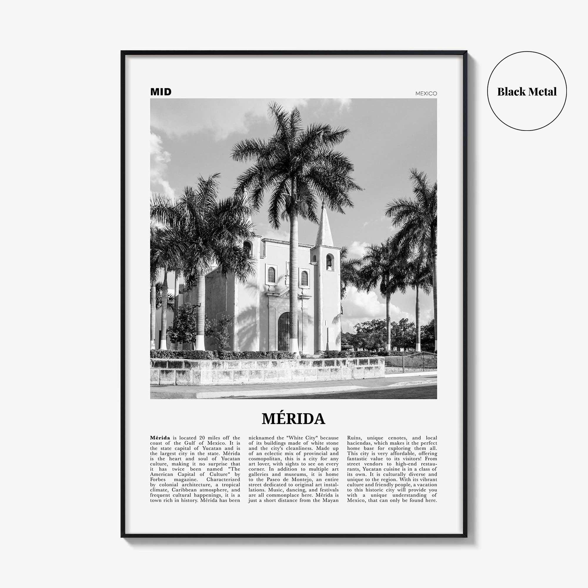 Merida Print Black and White, Mérida Wall Art, Mérida Poster, Mérida Photo, Mérida Wall Décor, Yucatán, Mexico