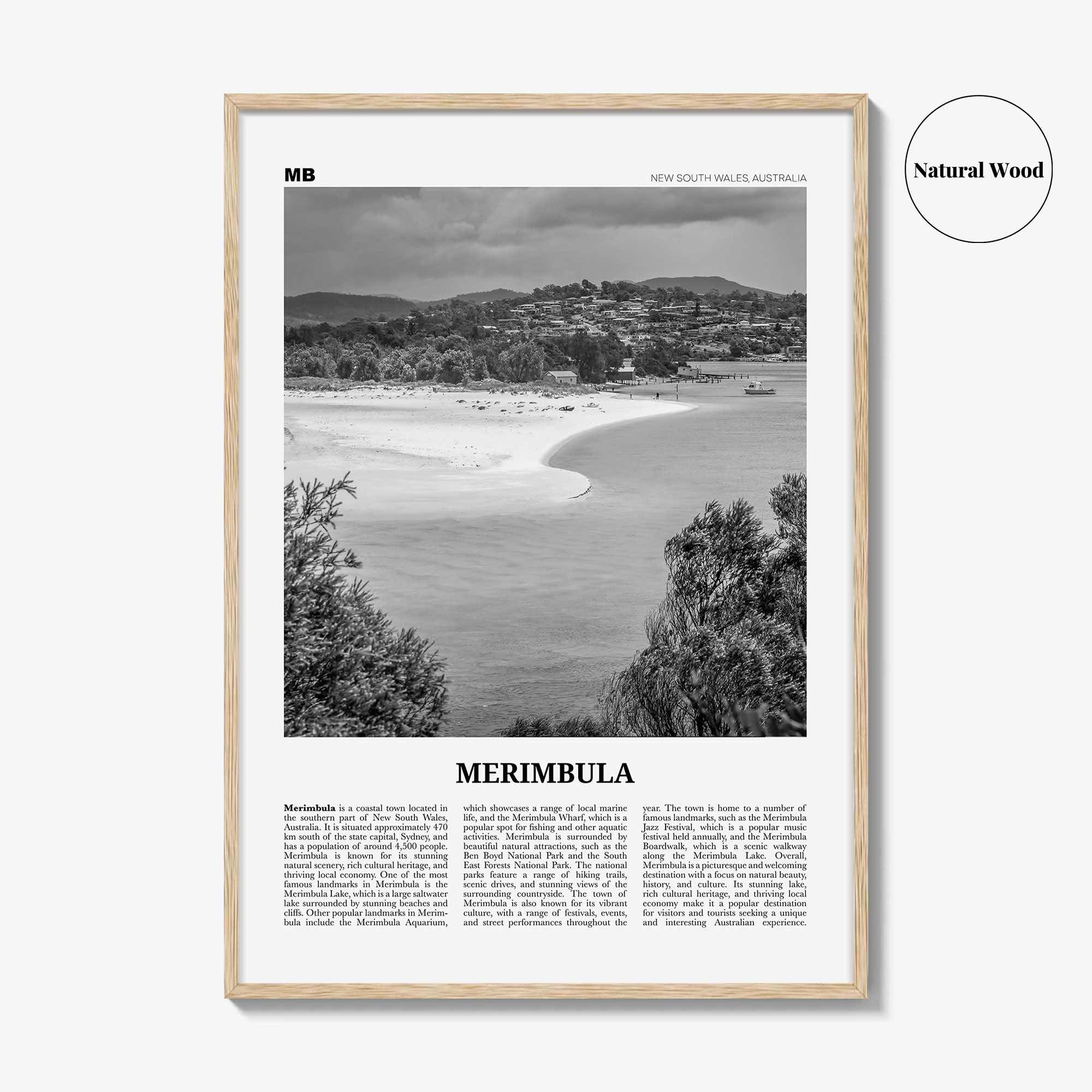 Merimbula Print Black and White, Merimbula Wall Art, Merimbula Poster, Merimbula Photo, Merimbula Wall Décor, Merimbula Map, Australia
