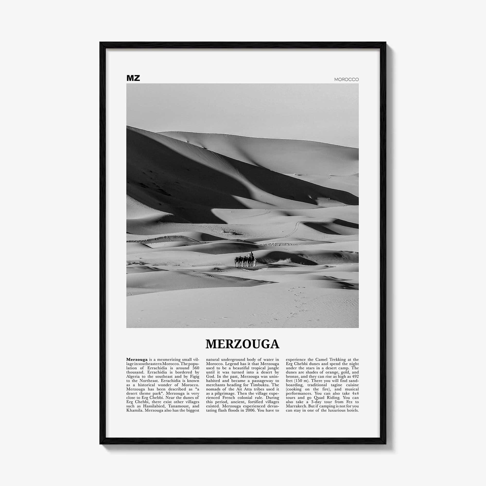 Merzouga Print Black and White, Merzouga Wall Art, Merzouga Poster, Merzouga Photo, Merzouga Wall Décor, Morocco