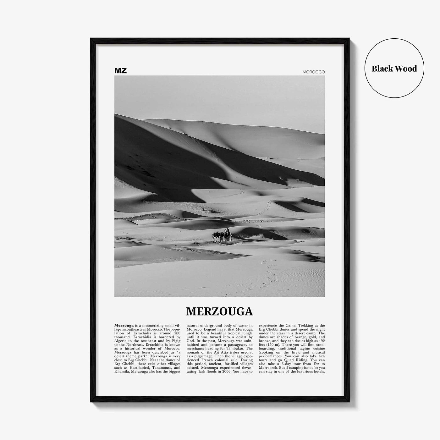 Merzouga Print Black and White, Merzouga Wall Art, Merzouga Poster, Merzouga Photo, Merzouga Wall Décor, Morocco