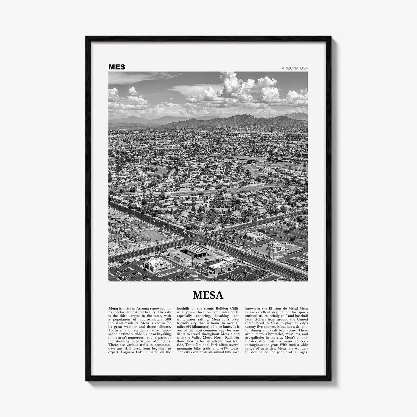 Mesa Print Black and White, Mesa Wall Art, Mesa Poster, Mesa Photo, Mesa Wall Décor, Arizona, USA, United States