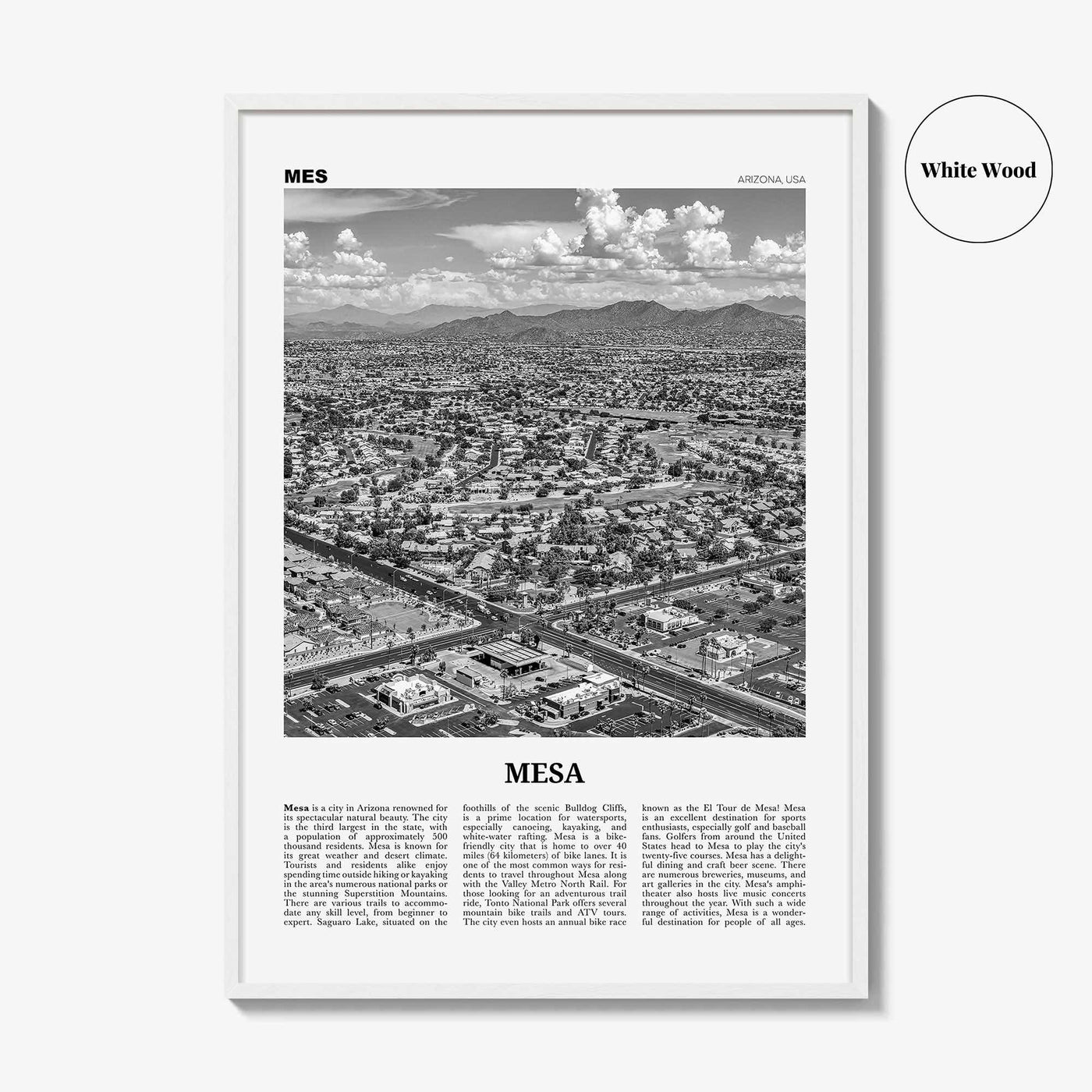 Mesa Print Black and White, Mesa Wall Art, Mesa Poster, Mesa Photo, Mesa Wall Décor, Arizona, USA, United States