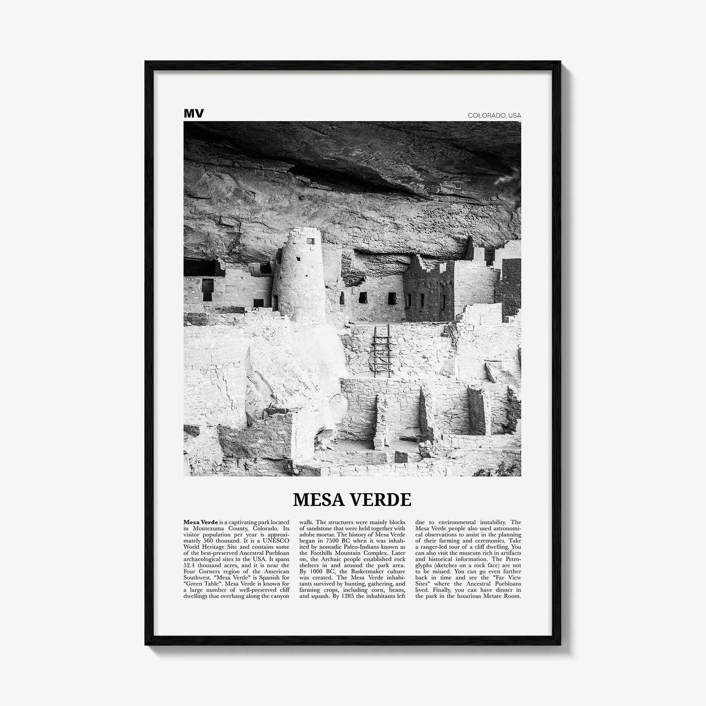 Mesa Verde National Park Print Black and White, Mesa Verde Wall Art, Mesa Verde Poster, Mesa Verde Photo, Mesa Verde Wall Décor, Colorado