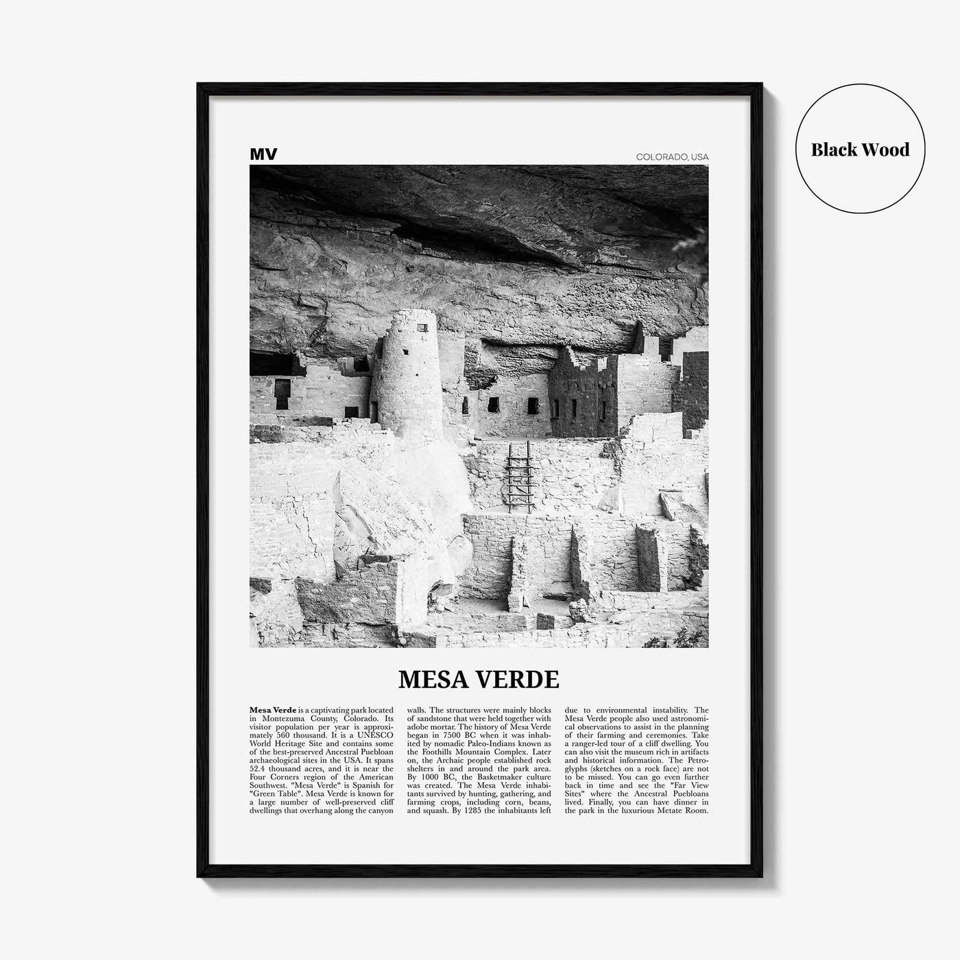 Mesa Verde National Park Print Black and White, Mesa Verde Wall Art, Mesa Verde Poster, Mesa Verde Photo, Mesa Verde Wall Décor, Colorado