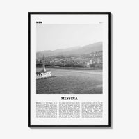 Messina Print Black and White, Messina Wall Art, Messina Poster, Messina Photo, Messina Wall Décor, Messina Map, Italy
