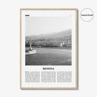 Messina Print Black and White, Messina Wall Art, Messina Poster, Messina Photo, Messina Wall Décor, Messina Map, Italy