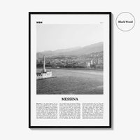 Messina Print Black and White, Messina Wall Art, Messina Poster, Messina Photo, Messina Wall Décor, Messina Map, Italy