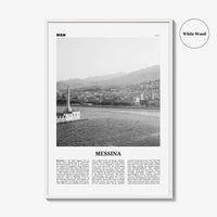 Messina Print Black and White, Messina Wall Art, Messina Poster, Messina Photo, Messina Wall Décor, Messina Map, Italy