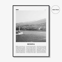 Messina Print Black and White, Messina Wall Art, Messina Poster, Messina Photo, Messina Wall Décor, Messina Map, Italy