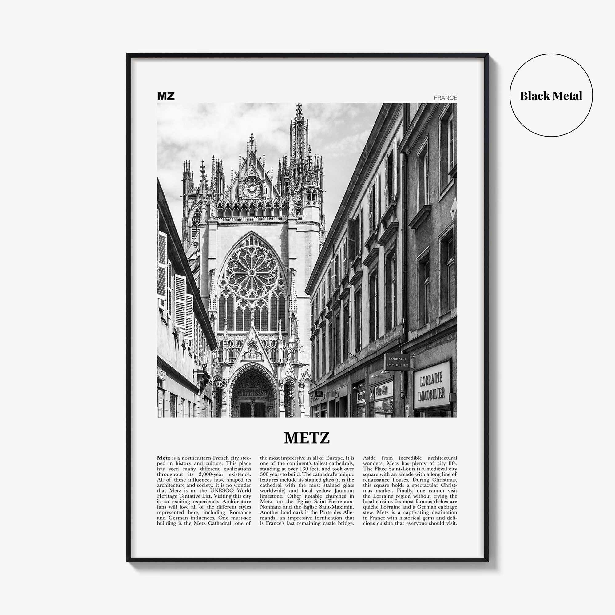 Metz Print Black and White, Metz Wall Art, Metz Poster, Metz Photo, Metz Wall Décor, France, Grand Est Moselle, Lorraine