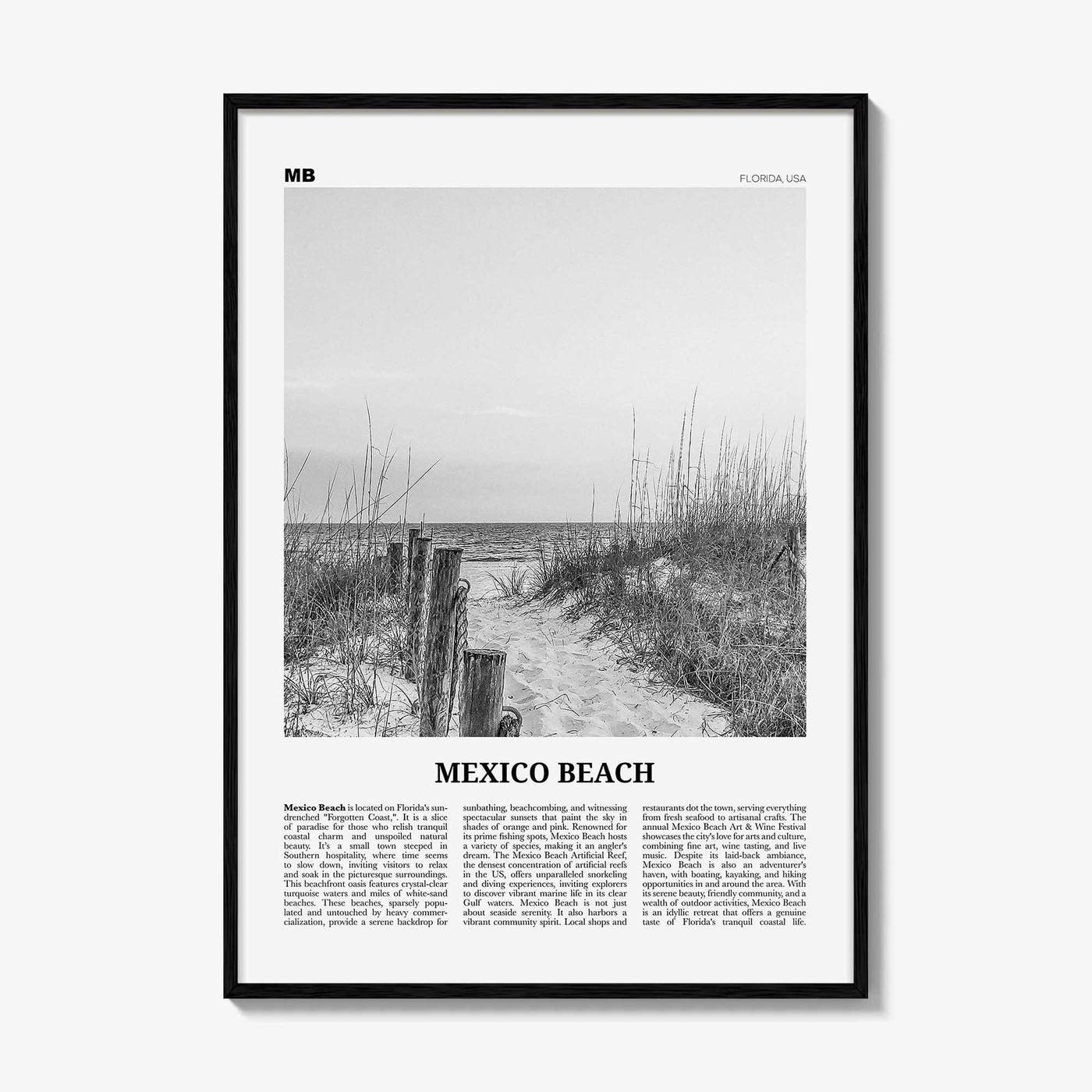 Mexico Beach Print Black and White, Mexcio Beach Wall Art, Mexcio Beach Poster, Mexcio Beach Photo, Mexcio Beach Wall Décor, United States