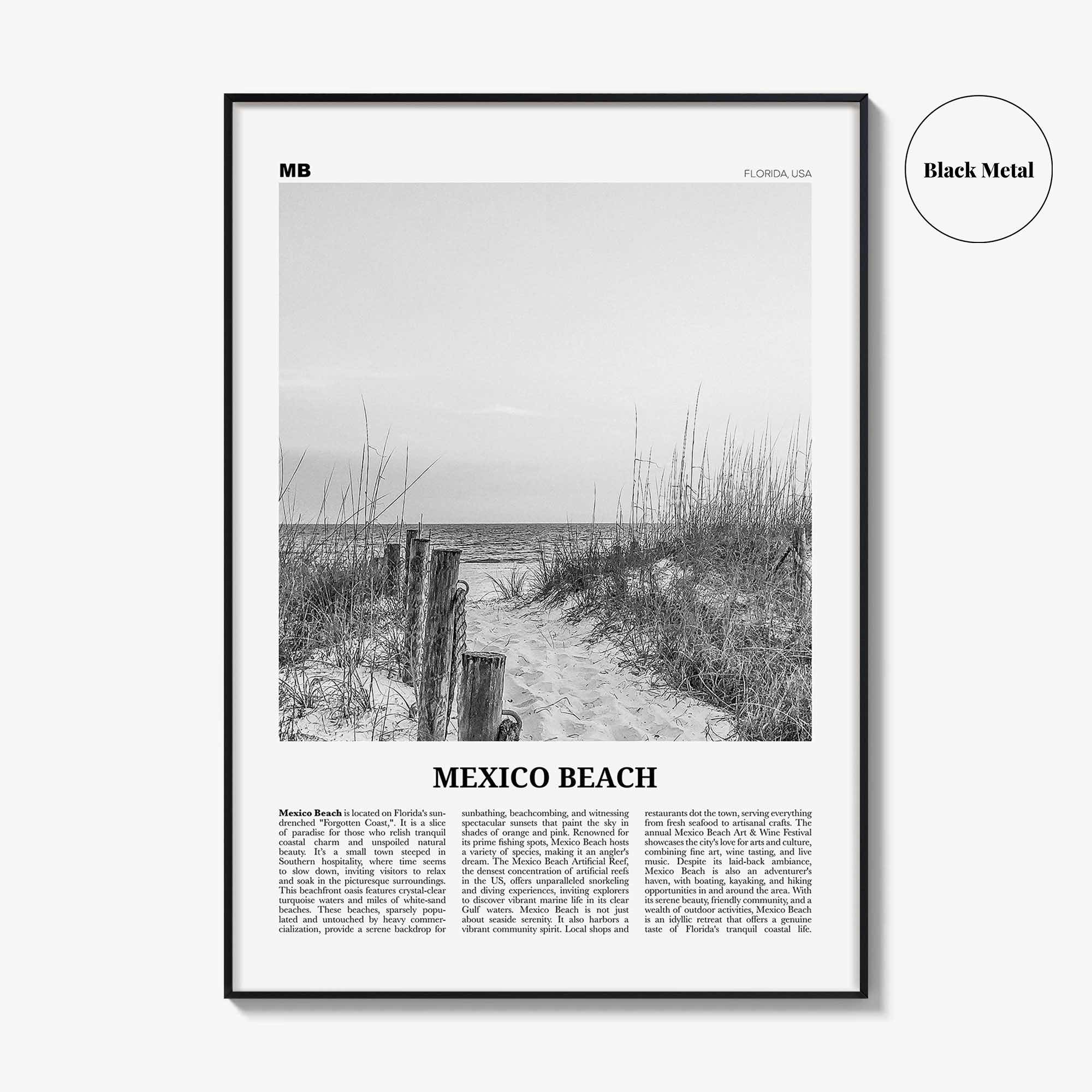 Mexico Beach Print Black and White, Mexcio Beach Wall Art, Mexcio Beach Poster, Mexcio Beach Photo, Mexcio Beach Wall Décor, United States