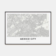 Mexico City Map Landscape Poster