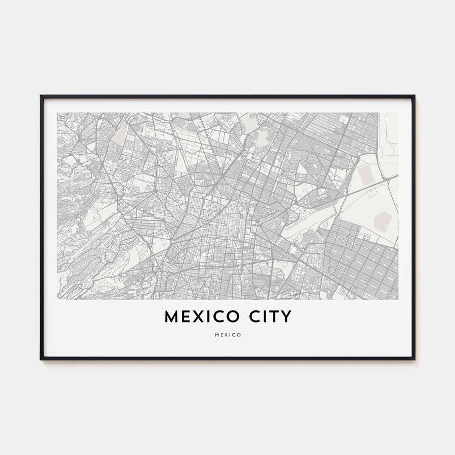 Mexico City Map Landscape Poster