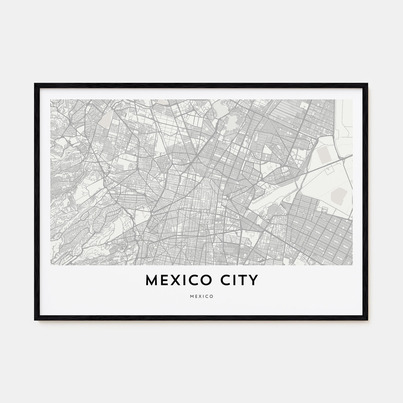 Mexico City Map Landscape Poster