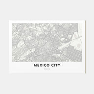 Mexico City Map Landscape Poster