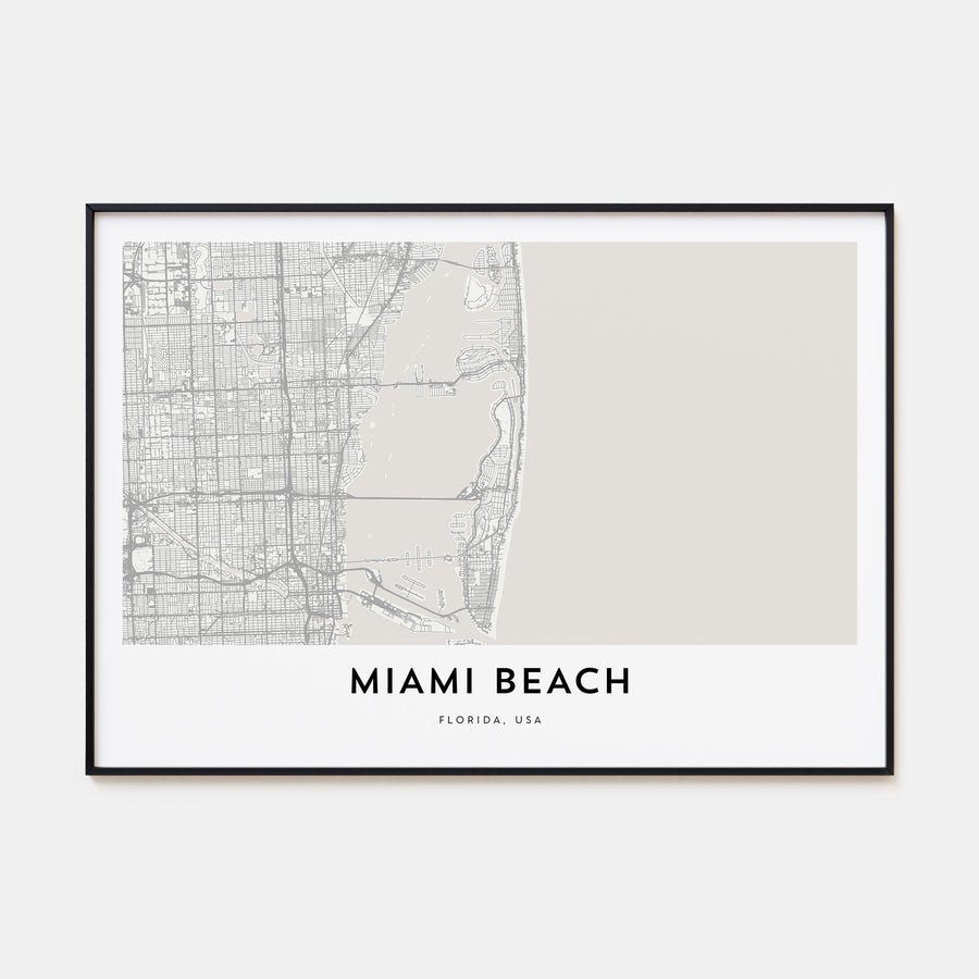 Miami Beach Map Landscape Poster