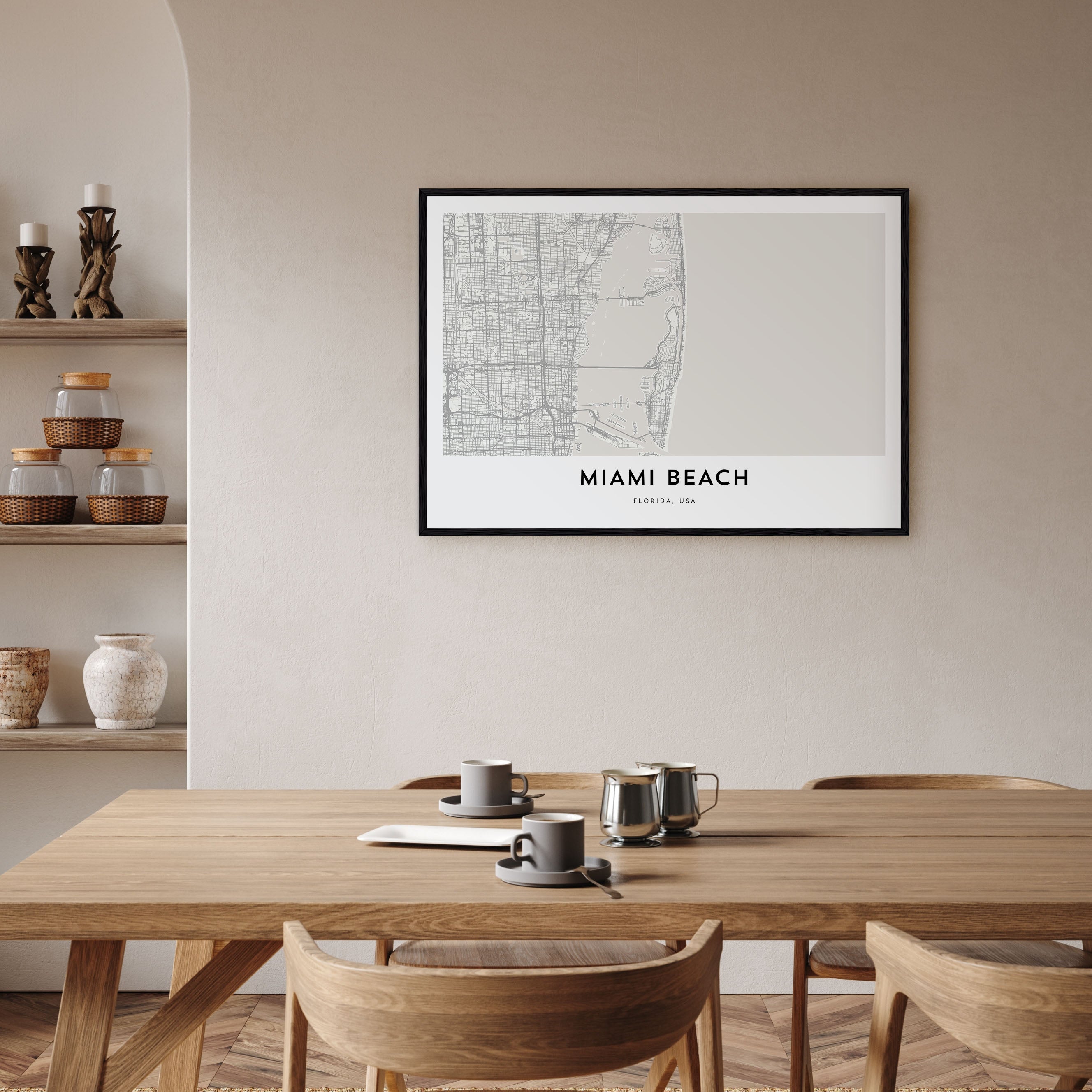 Miami Beach Map Landscape Poster