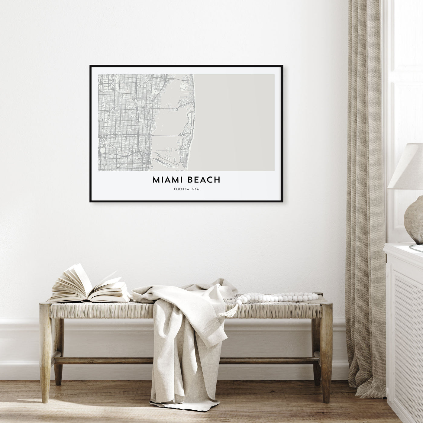 Miami Beach Map Landscape Poster