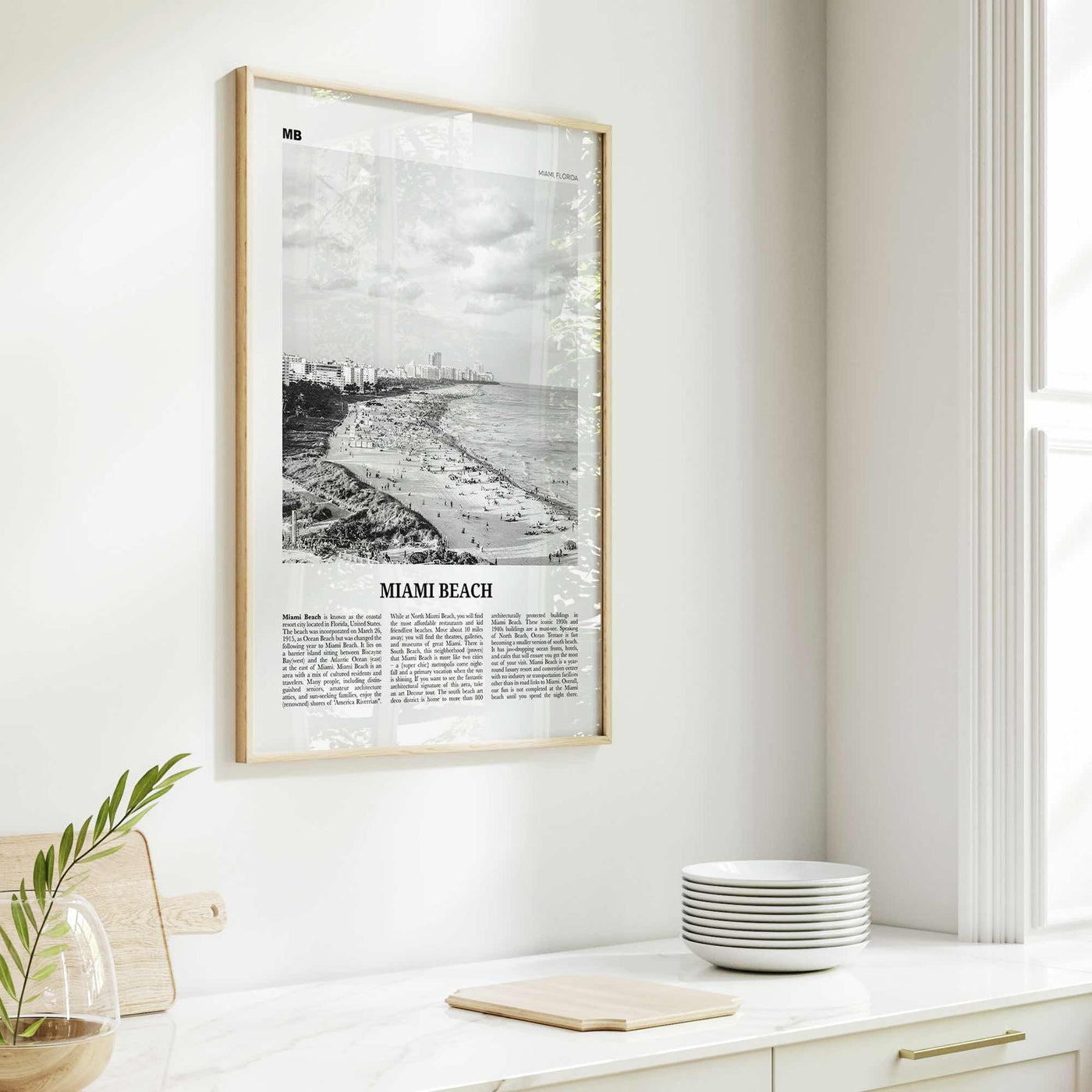 Miami Beach Print Black and White, Miami Beach Wall Art, Miami Beach Poster, Miami Beach Photo, Miami Beach Wall Décor, Florida, USA