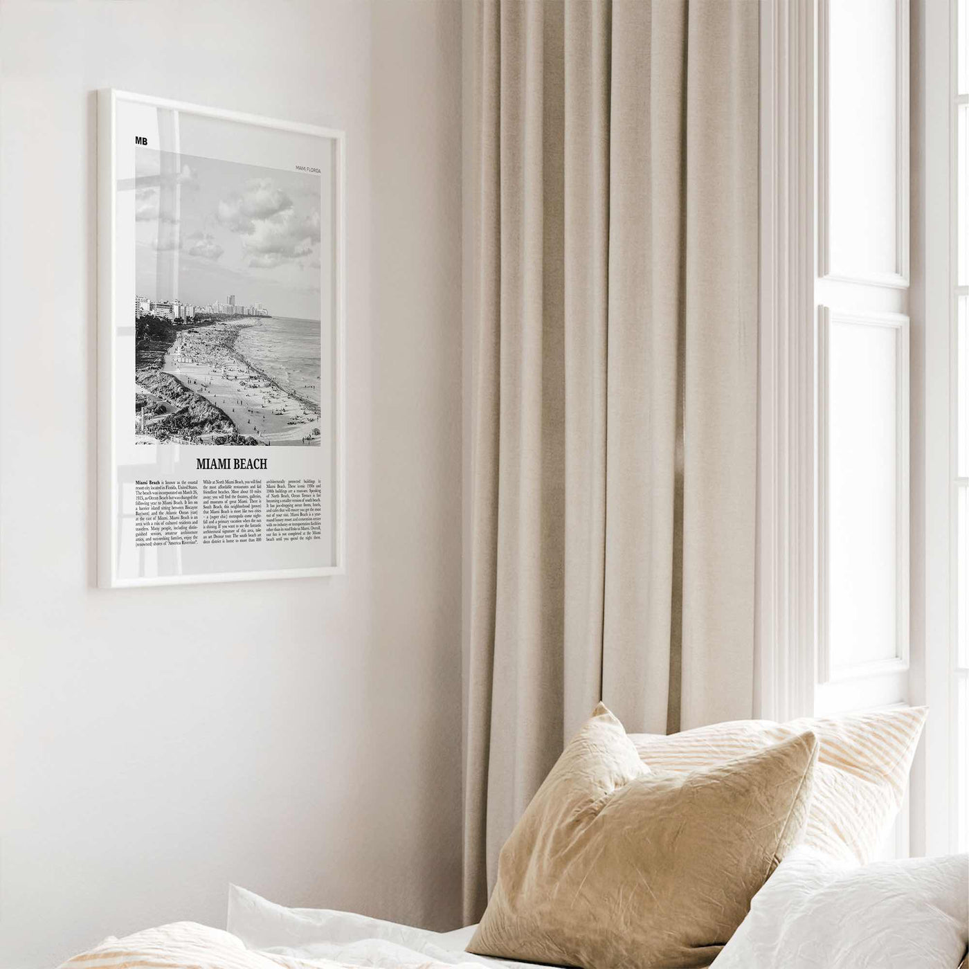 Miami Beach Print Black and White, Miami Beach Wall Art, Miami Beach Poster, Miami Beach Photo, Miami Beach Wall Décor, Florida, USA