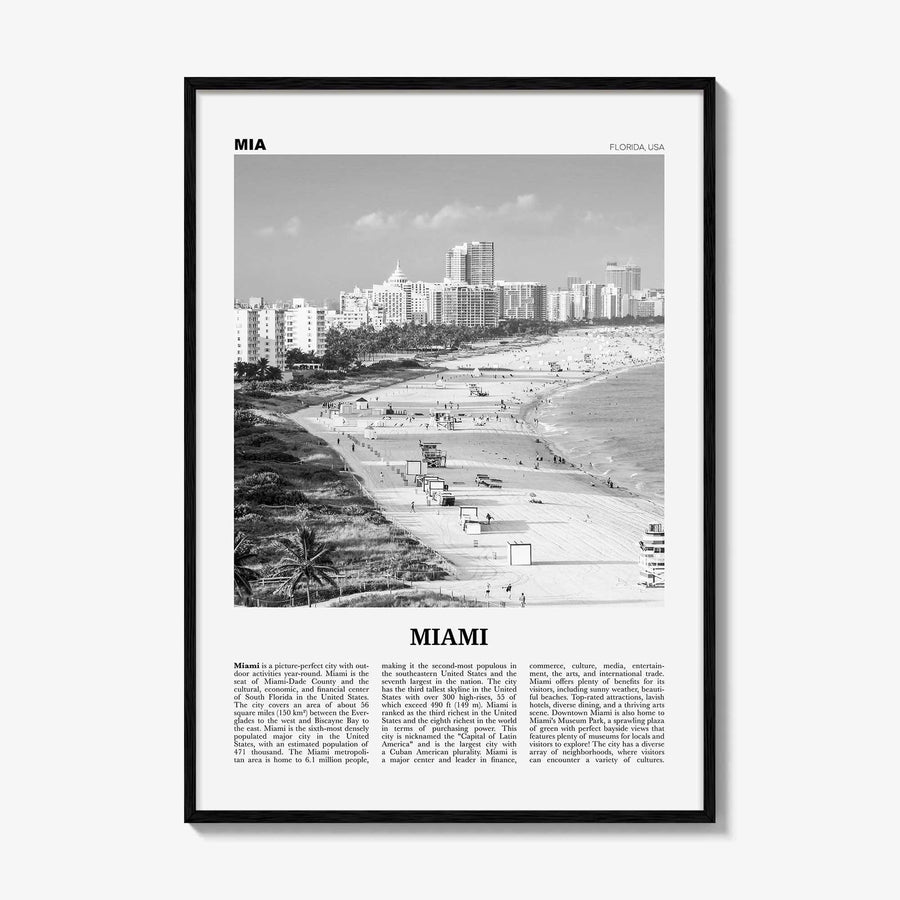 Miami Print Black and White No 1, Miami Wall Art, Miami Poster, Miami Photo, Miami Wall Decor, Miami Beach, Florida, USA, United States
