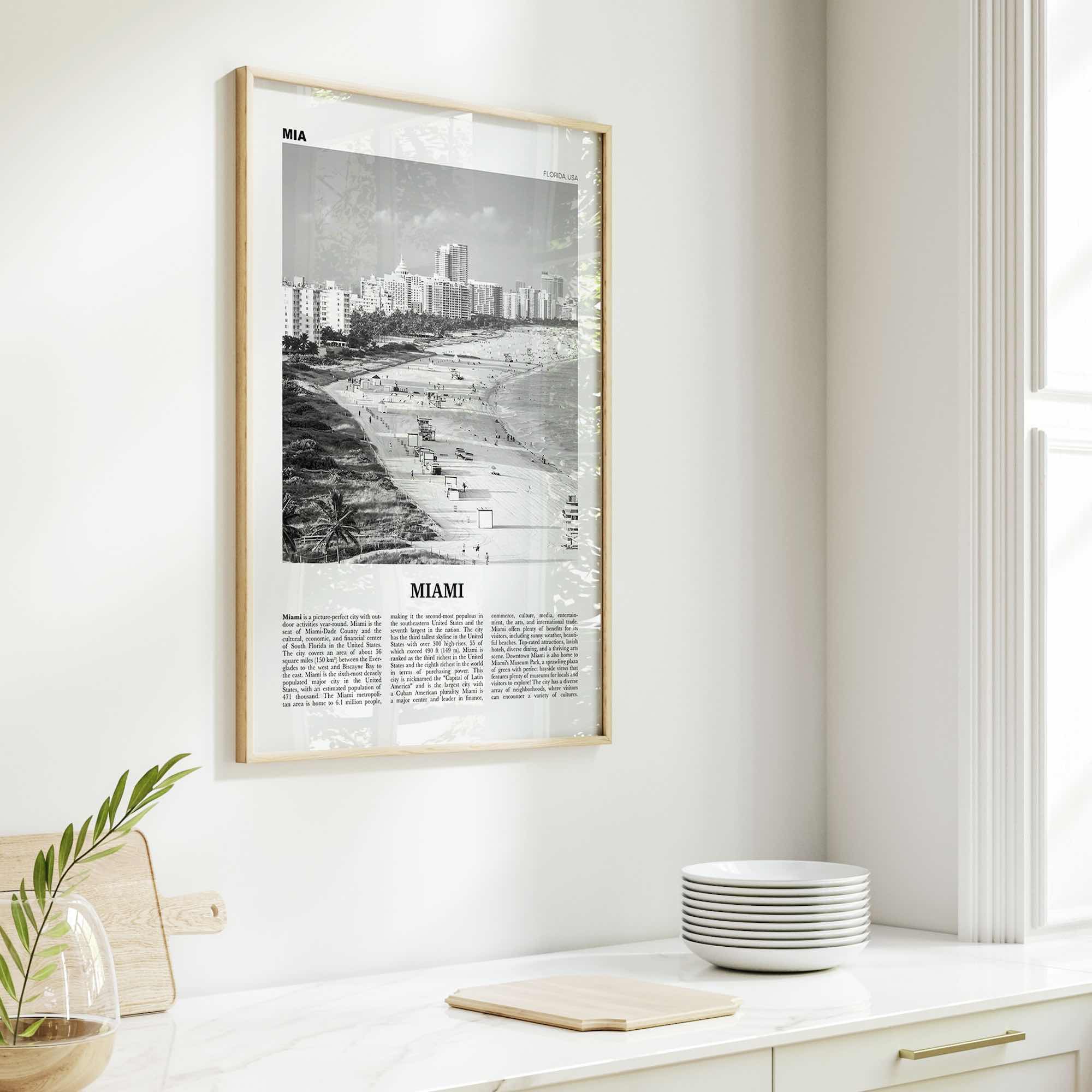 Miami Print Black and White No 1, Miami Wall Art, Miami Poster, Miami Photo, Miami Wall Decor, Miami Beach, Florida, USA, United States