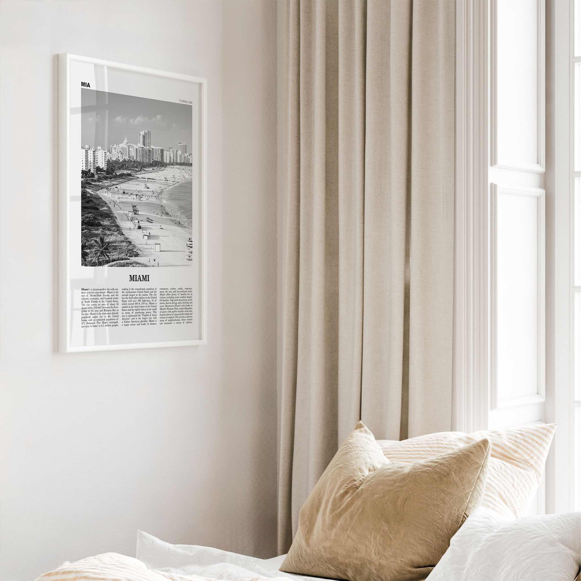 Miami Print Black and White No 1, Miami Wall Art, Miami Poster, Miami Photo, Miami Wall Decor, Miami Beach, Florida, USA, United States