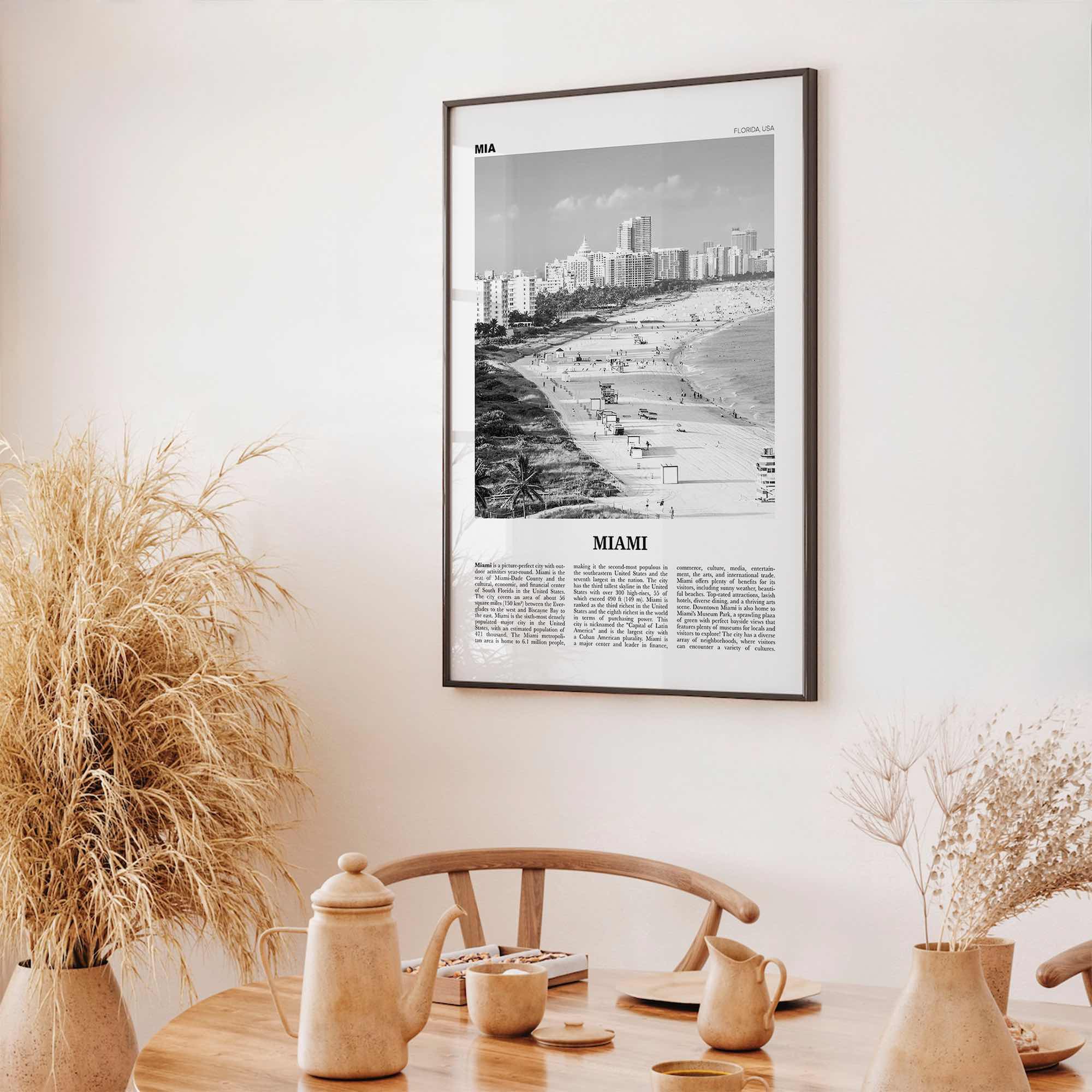 Miami Print Black and White No 1, Miami Wall Art, Miami Poster, Miami Photo, Miami Wall Decor, Miami Beach, Florida, USA, United States