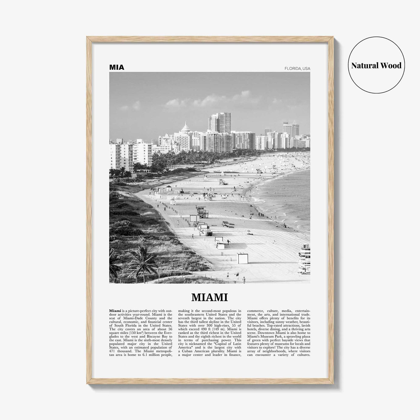Miami Print Black and White No 1, Miami Wall Art, Miami Poster, Miami Photo, Miami Wall Decor, Miami Beach, Florida, USA, United States