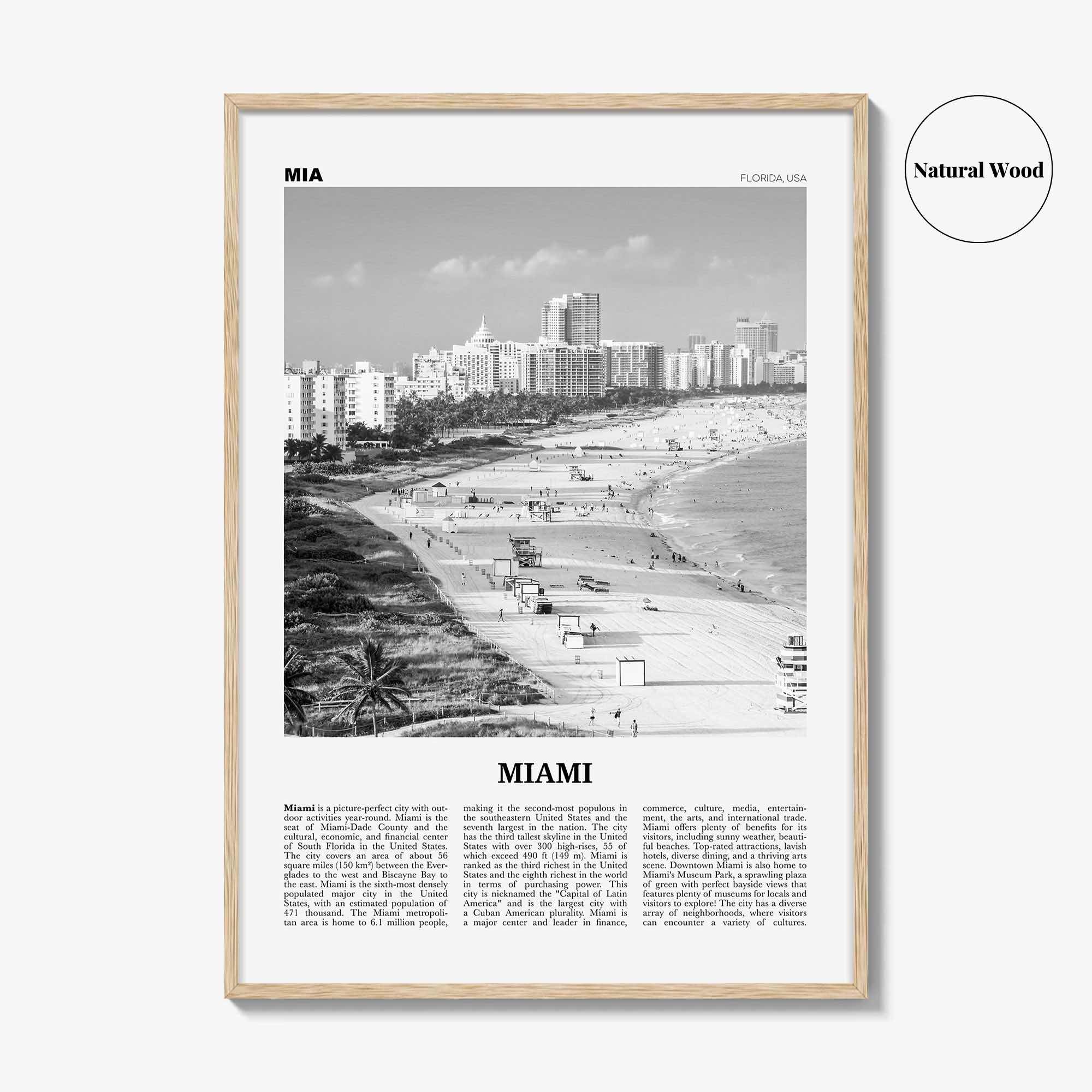 Miami Print Black and White No 1, Miami Wall Art, Miami Poster, Miami Photo, Miami Wall Decor, Miami Beach, Florida, USA, United States