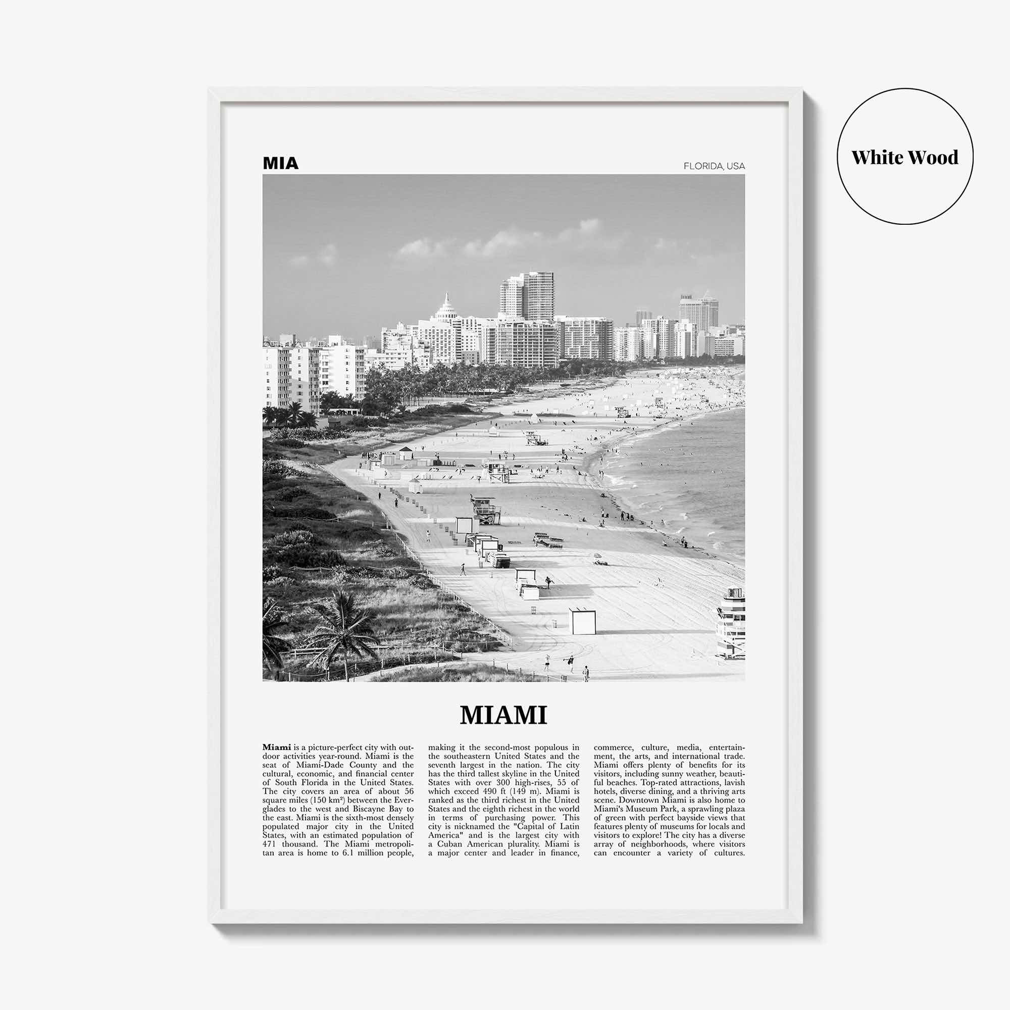 Miami Print Black and White No 1, Miami Wall Art, Miami Poster, Miami Photo, Miami Wall Decor, Miami Beach, Florida, USA, United States