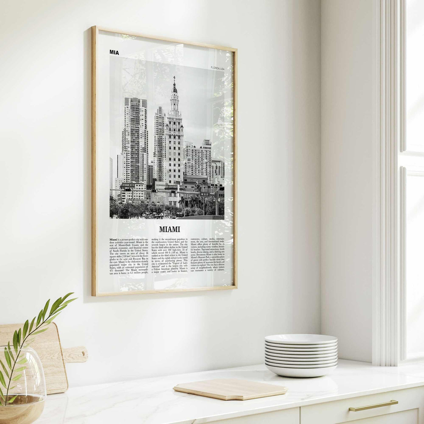 Miami Print Black and White No 2, Miami Wall Art, Miami Poster, Miami Photo, Miami Decor, Miami Beach, Florida, USA, United States