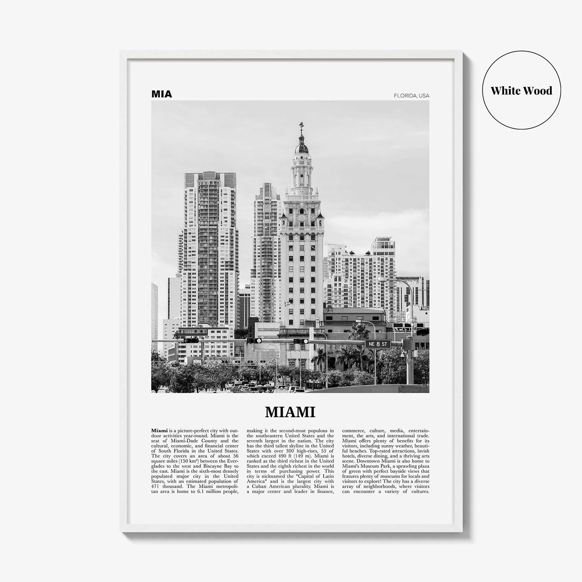 Miami Print Black and White No 2, Miami Wall Art, Miami Poster, Miami Photo, Miami Decor, Miami Beach, Florida, USA, United States