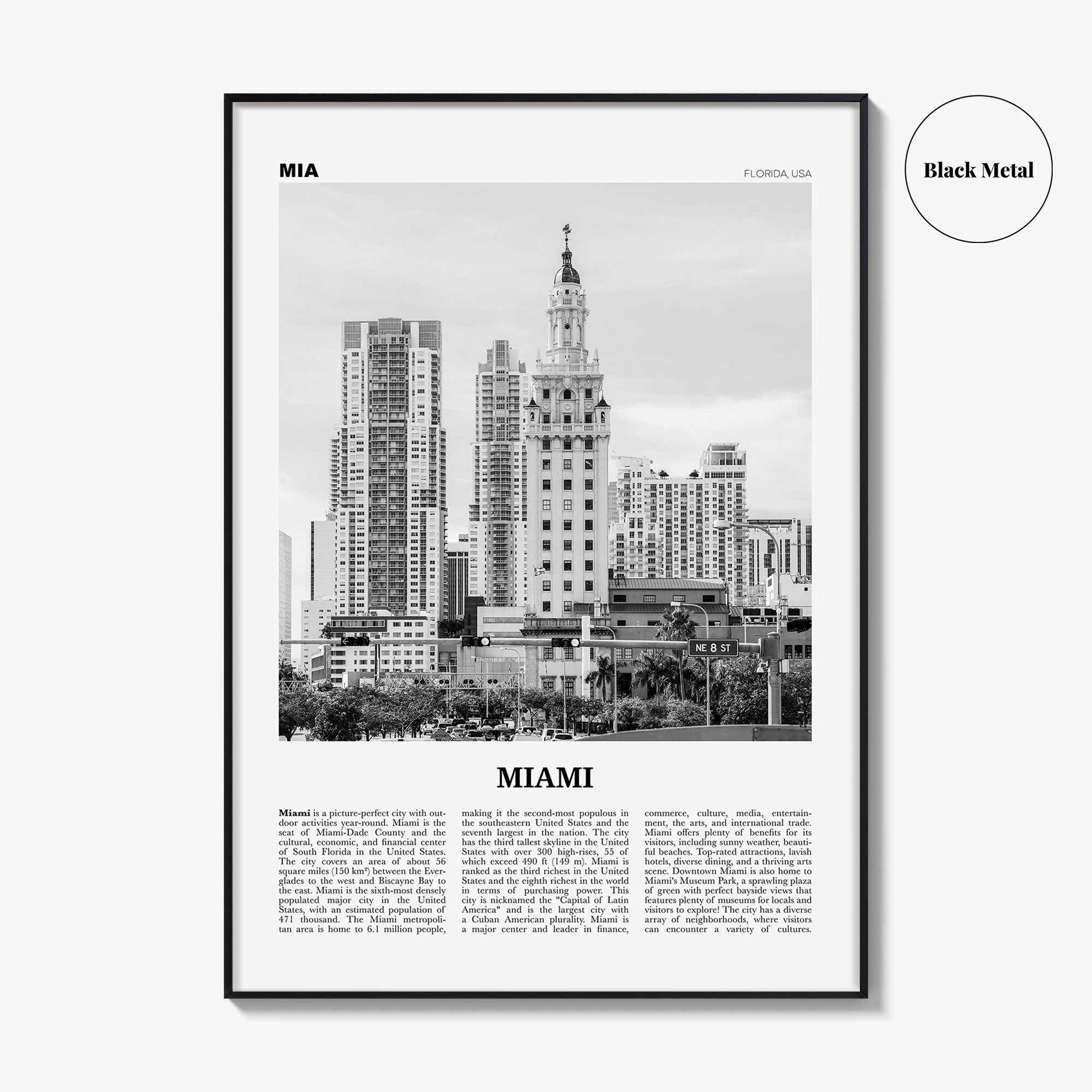 Miami Print Black and White No 2, Miami Wall Art, Miami Poster, Miami Photo, Miami Decor, Miami Beach, Florida, USA, United States
