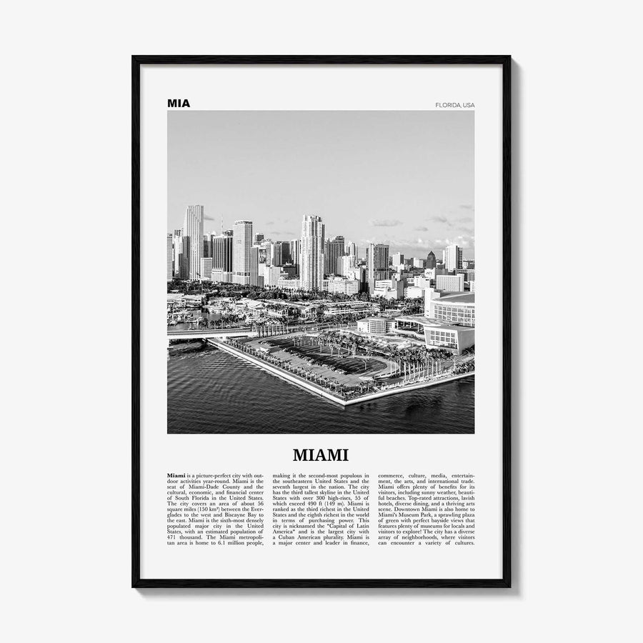 Miami Print Black and White No 3, Miami Wall Art, Miami Poster, Miami Photo, Miami Wall Decor, Miami Beach, Florida, USA, United States