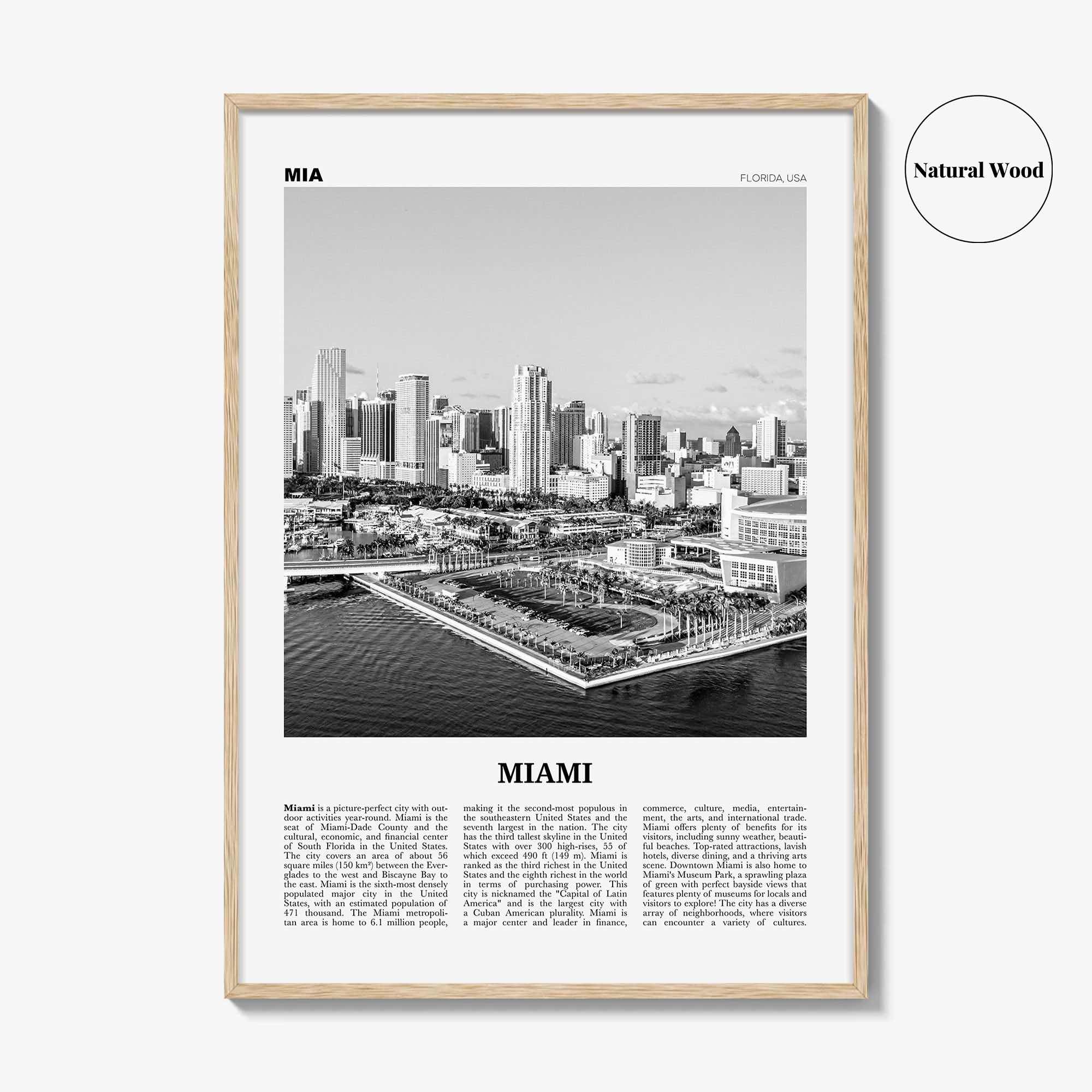 Miami Print Black and White No 3, Miami Wall Art, Miami Poster, Miami Photo, Miami Wall Decor, Miami Beach, Florida, USA, United States