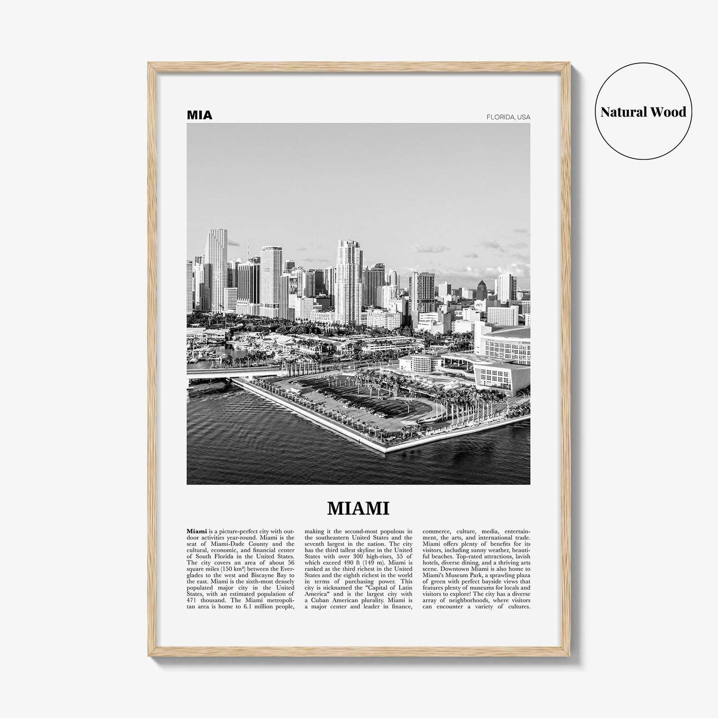 Miami Print Black and White No 3, Miami Wall Art, Miami Poster, Miami Photo, Miami Wall Decor, Miami Beach, Florida, USA, United States