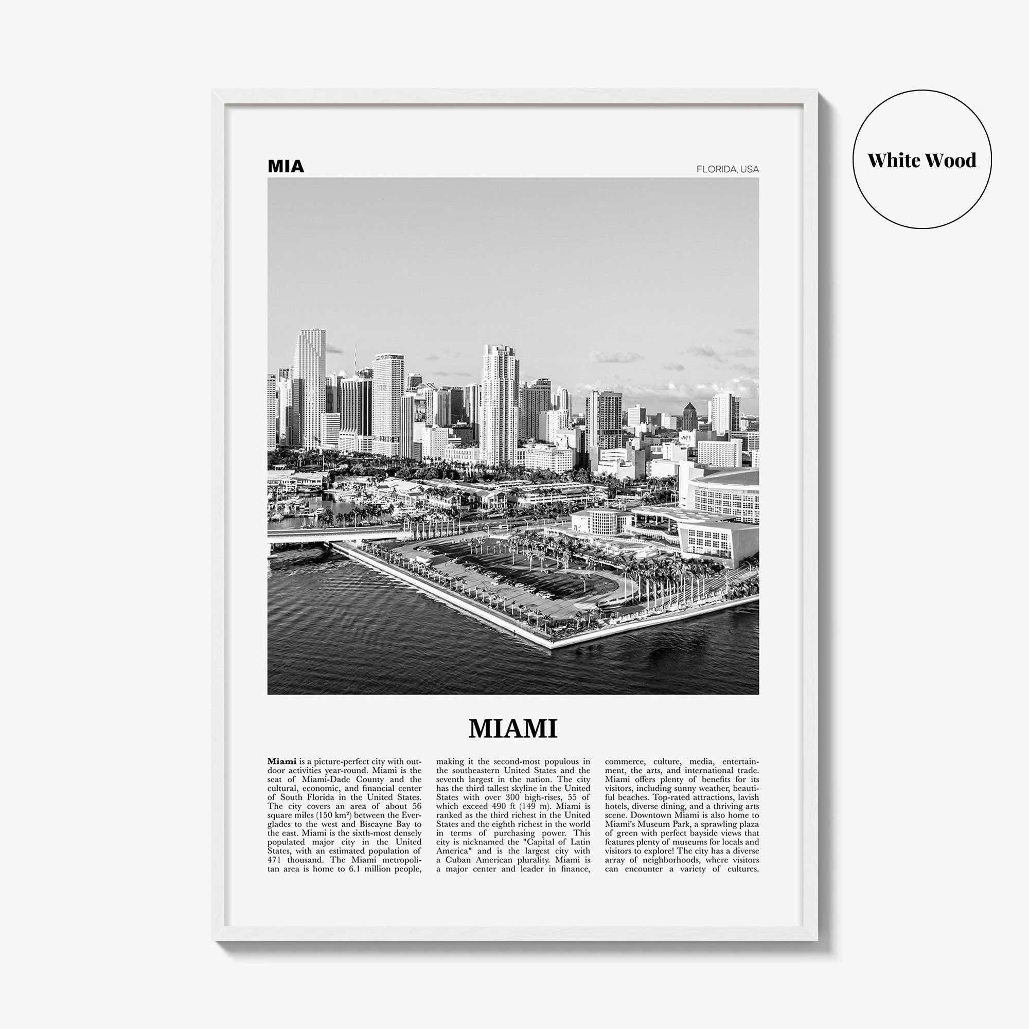 Miami Print Black and White No 3, Miami Wall Art, Miami Poster, Miami Photo, Miami Wall Decor, Miami Beach, Florida, USA, United States