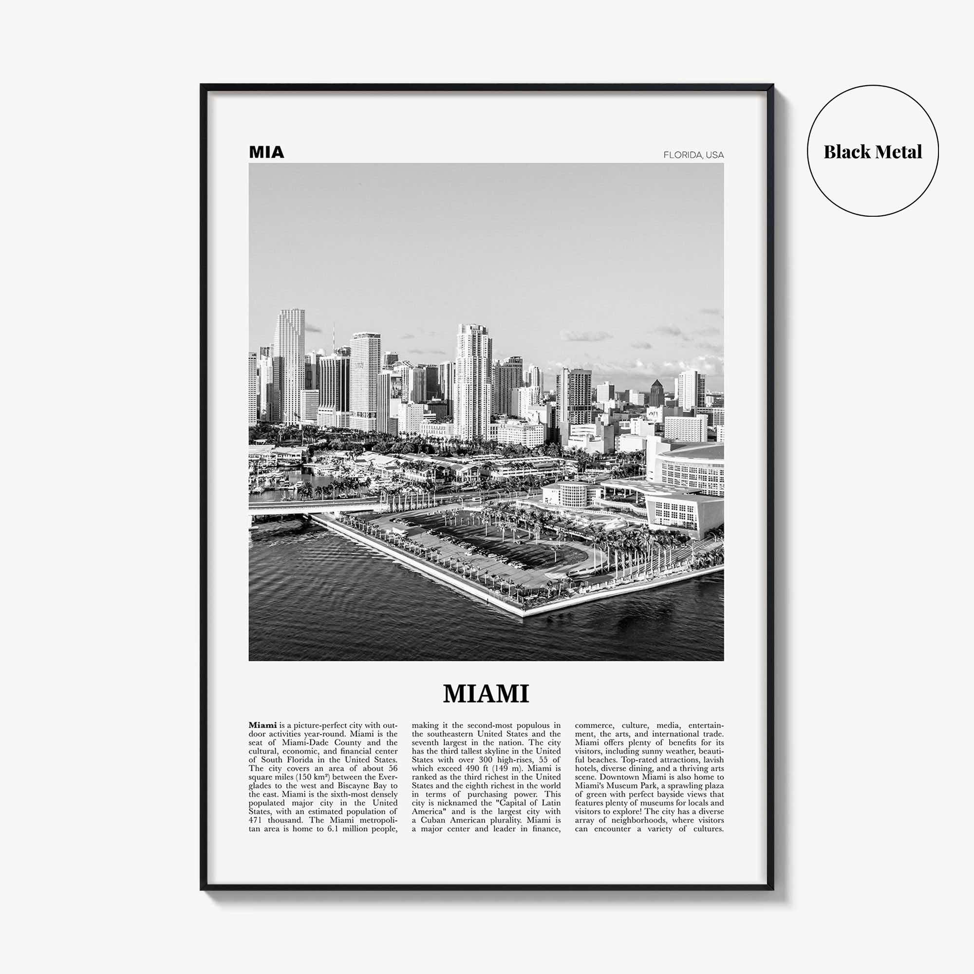 Miami Print Black and White No 3, Miami Wall Art, Miami Poster, Miami Photo, Miami Wall Decor, Miami Beach, Florida, USA, United States