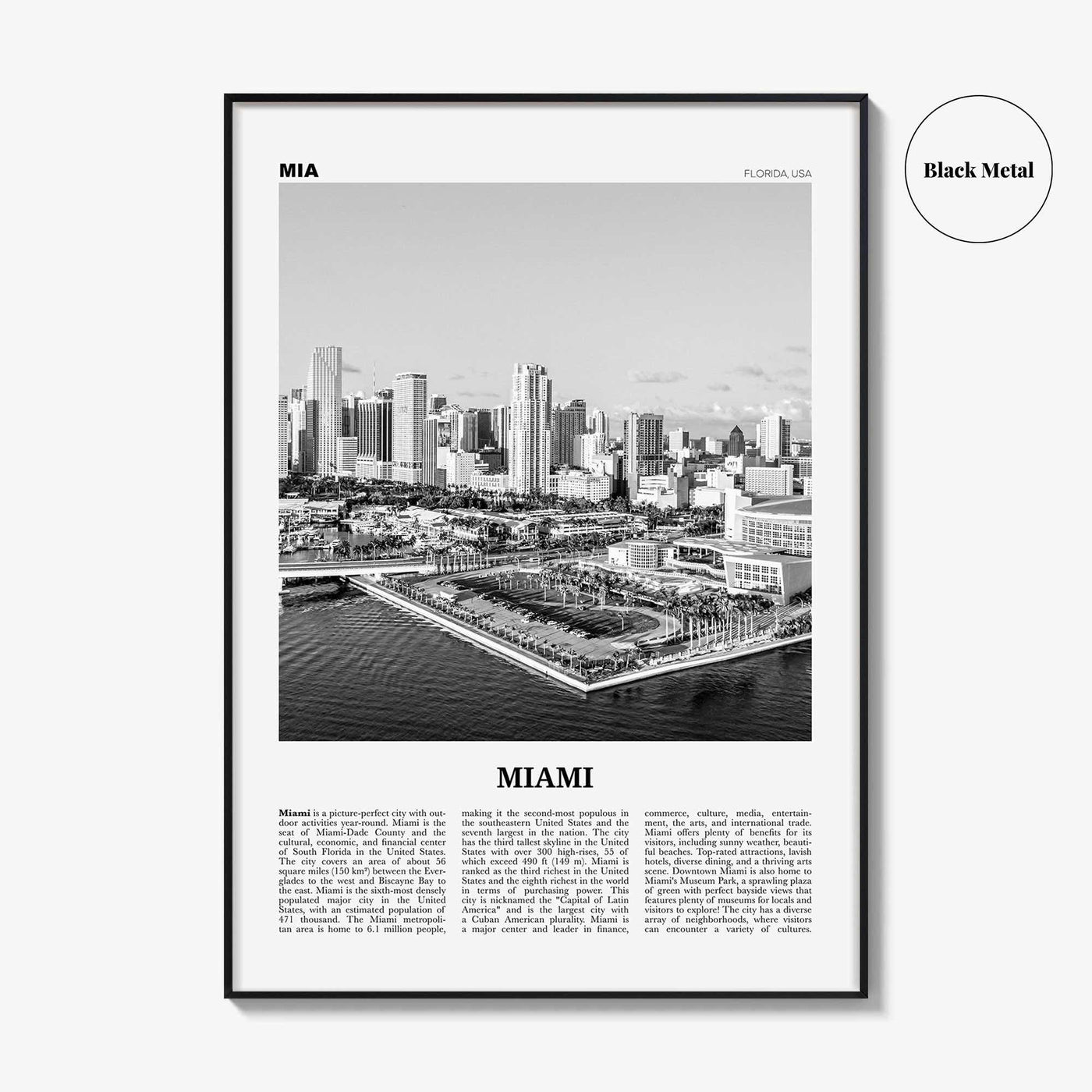 Miami Print Black and White No 3, Miami Wall Art, Miami Poster, Miami Photo, Miami Wall Decor, Miami Beach, Florida, USA, United States