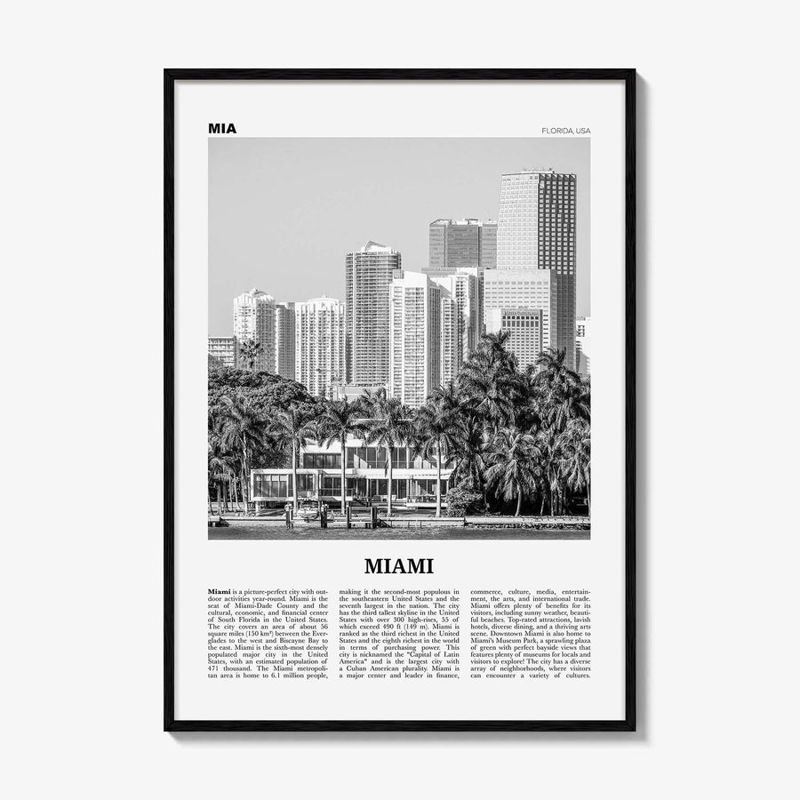 Miami Print Black and White No 4, Miami Wall Art, Miami Poster, Miami Photo, Miami Wall Decor, Miami Beach, Florida, USA, United States