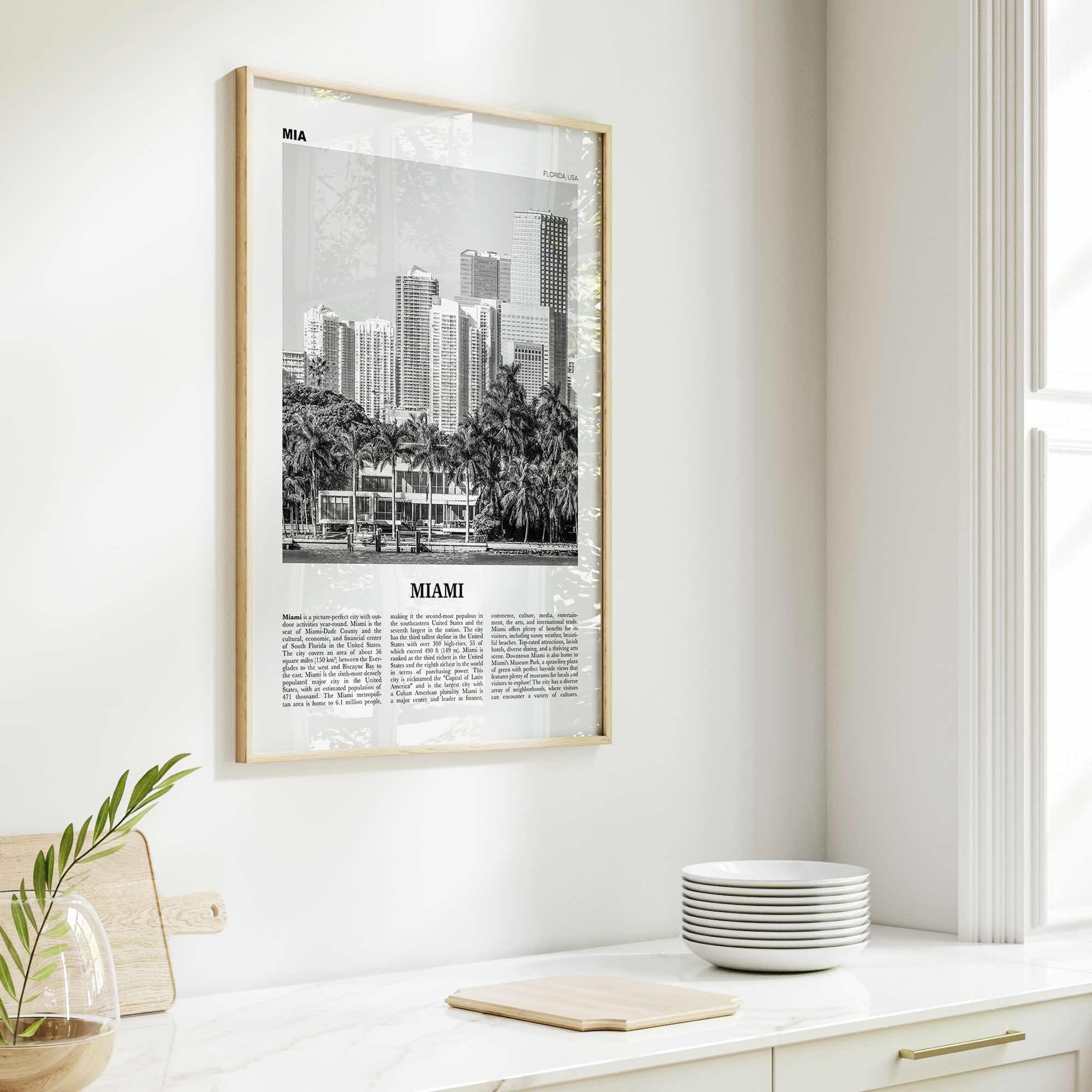 Miami Print Black and White No 4, Miami Wall Art, Miami Poster, Miami Photo, Miami Wall Decor, Miami Beach, Florida, USA, United States