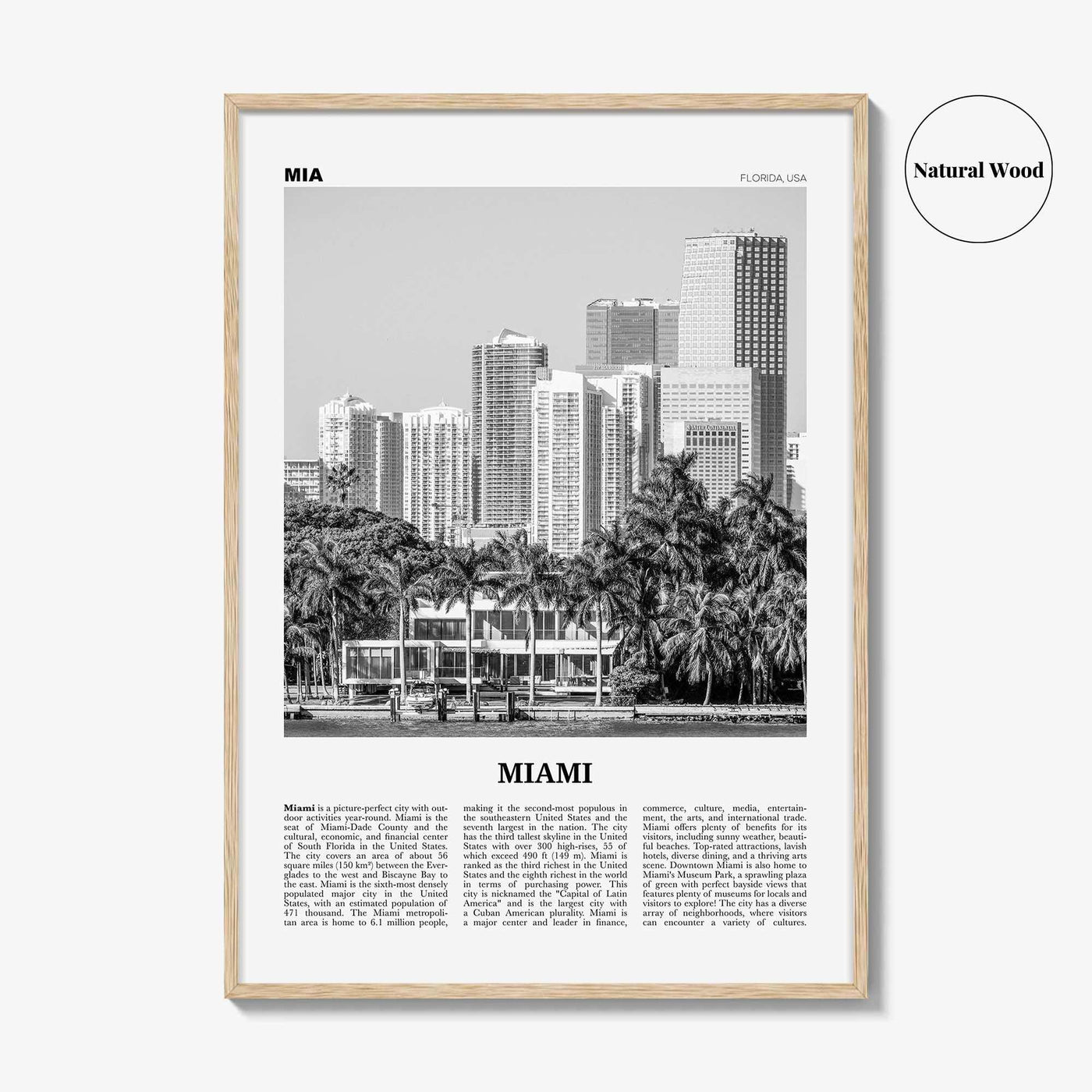 Miami Print Black and White No 4, Miami Wall Art, Miami Poster, Miami Photo, Miami Wall Decor, Miami Beach, Florida, USA, United States