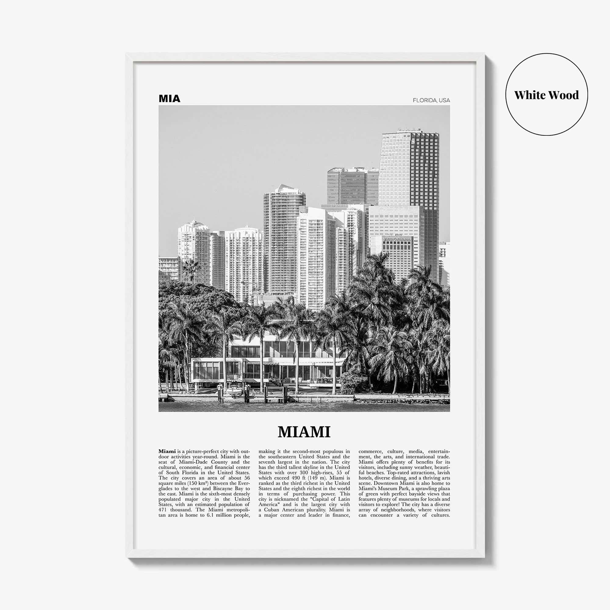Miami Print Black and White No 4, Miami Wall Art, Miami Poster, Miami Photo, Miami Wall Decor, Miami Beach, Florida, USA, United States