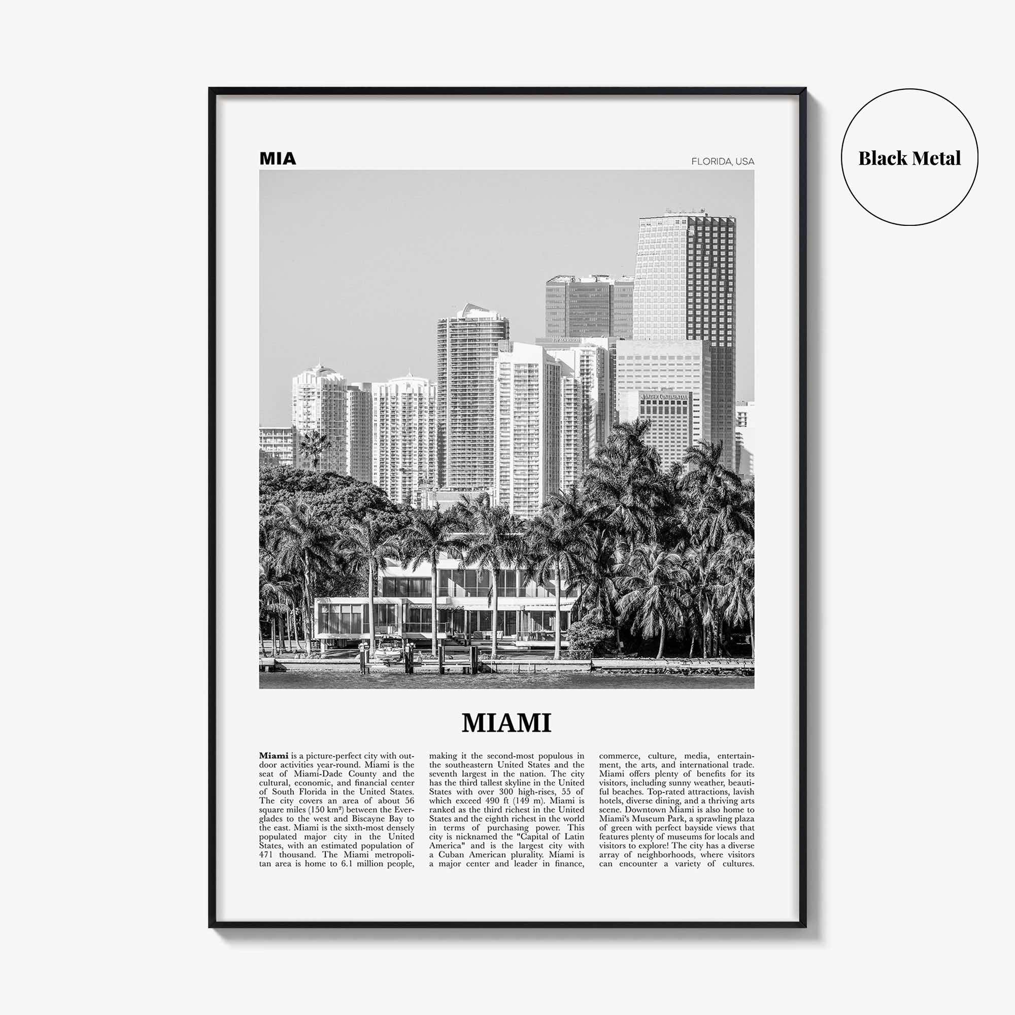 Miami Print Black and White No 4, Miami Wall Art, Miami Poster, Miami Photo, Miami Wall Decor, Miami Beach, Florida, USA, United States
