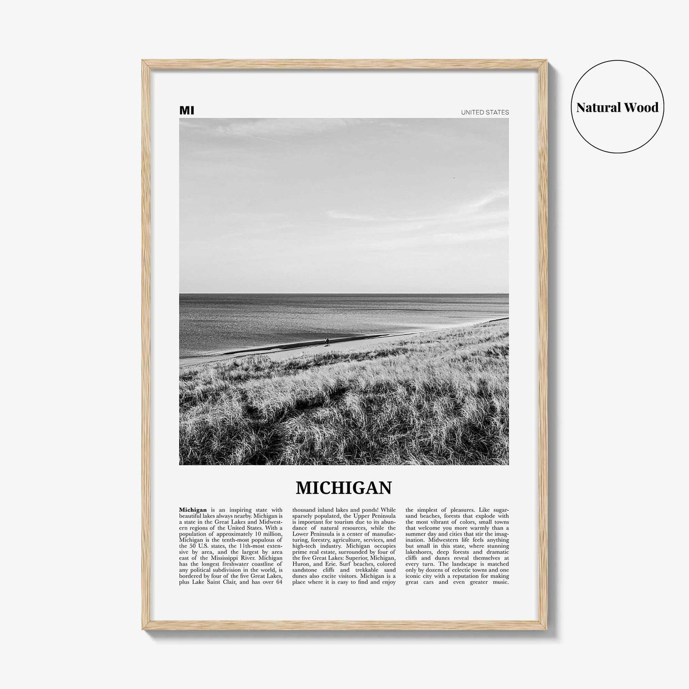 Michigan Print Black and White No 1, Michigan Wall Art, Michigan Poster, Michigan Photo, Michigan Wall Decor, USA, United States