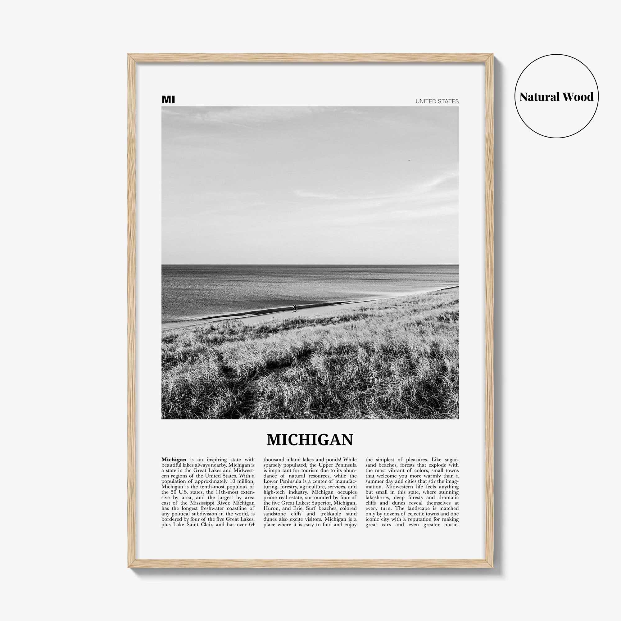 Michigan Print Black and White No 1, Michigan Wall Art, Michigan Poster, Michigan Photo, Michigan Wall Decor, USA, United States