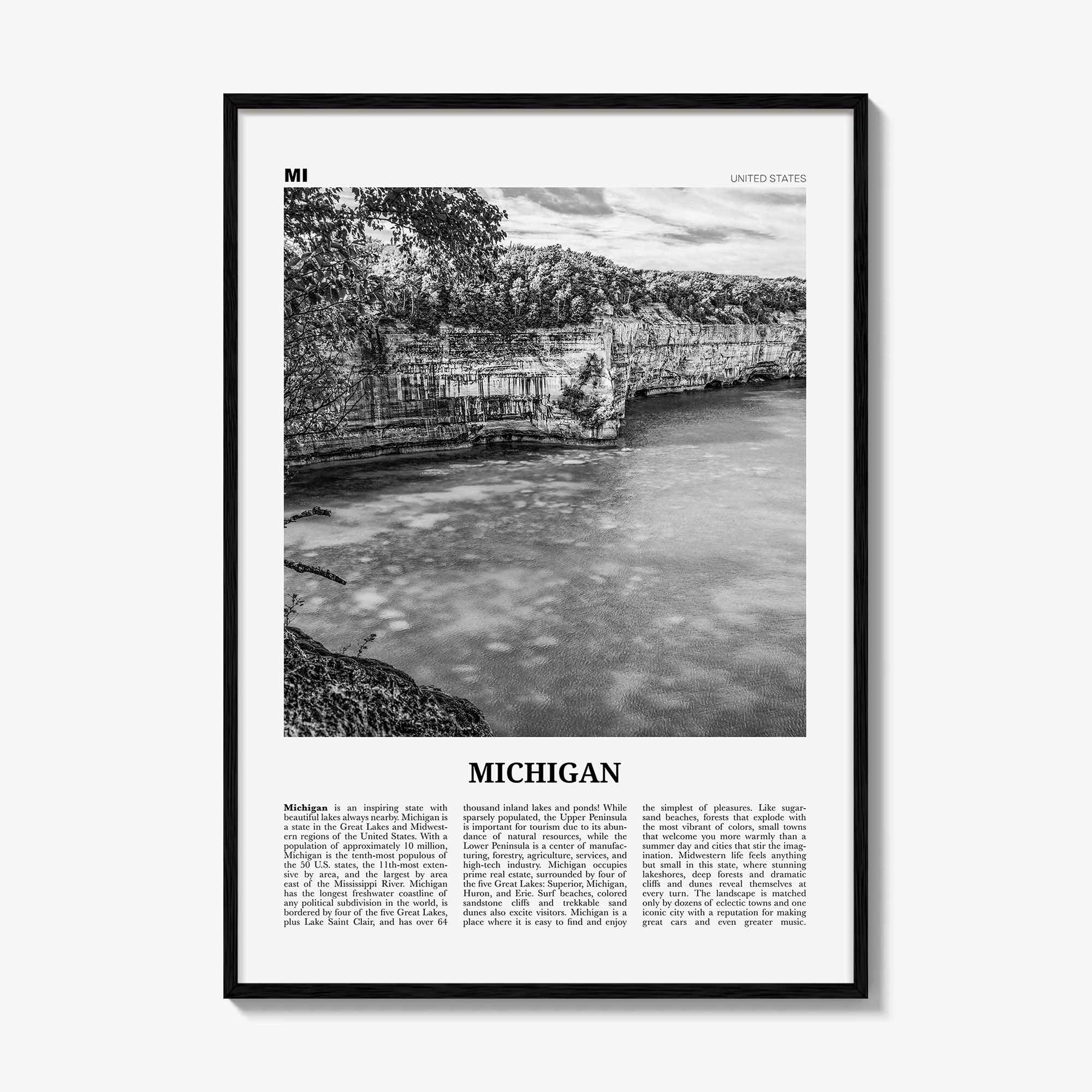 Michigan Print Black and White No 2, Michigan Wall Art, Michigan Poster, Michigan Photo, Michigan Wall Decor, USA, United States